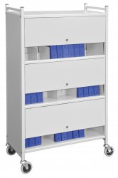 Multipurpose Mobile 3 Shelf Chart Rack with Privacy Panels.